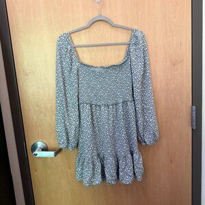 Pacsun L.A. Hearts Green Floral Smocked Babydoll Dress Size M